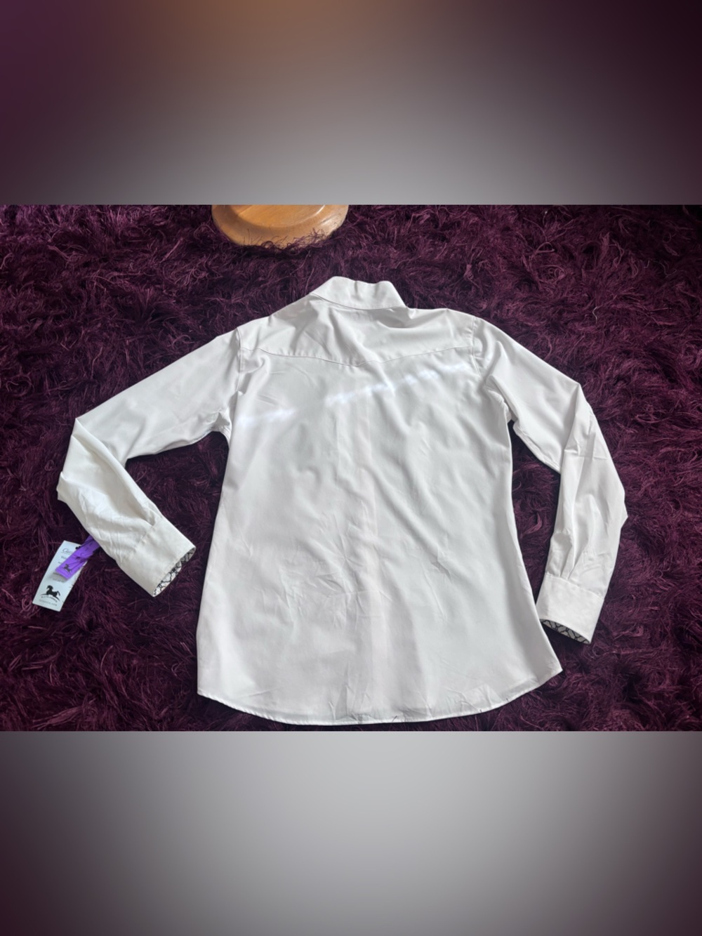 Classic White Button-Front Shirt with Printed Cuff Lining - Picture 6 of 6
